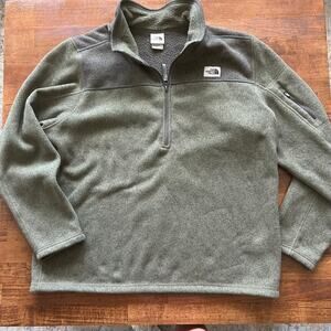 North face urban outdoor men’s half zip hunter, green fleece pullover size XXL